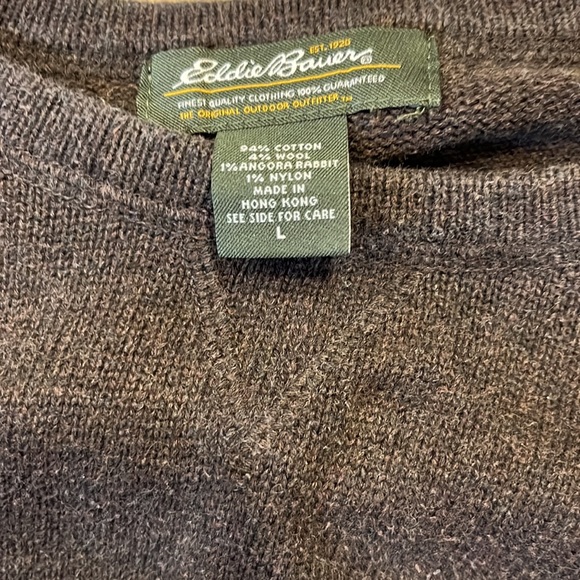 Size large Eddie Bauer sweater brown with Fair Isle pattern and nice details - Picture 4 of 6